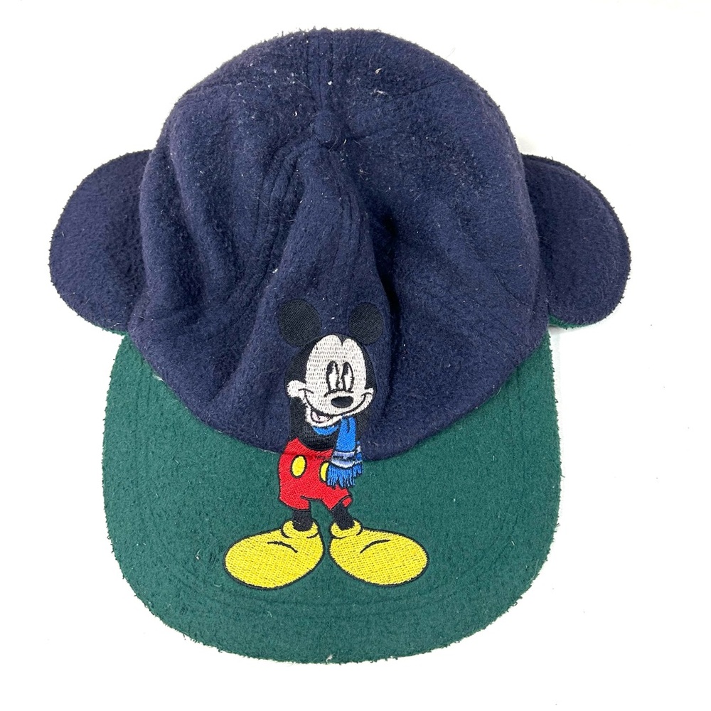 Vintage Youth Mickey Mouse Unlimited Fleece Baseball Cap Hat Ears Blue #1414